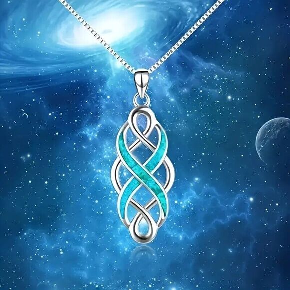 Celtic Pendant with Blue Stone Inlay - Picture 1 of 4